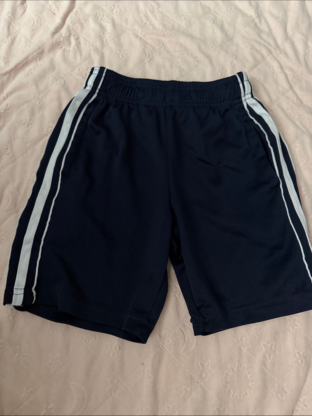 Men's Athletic Shorts - Navy with White Side Stripes